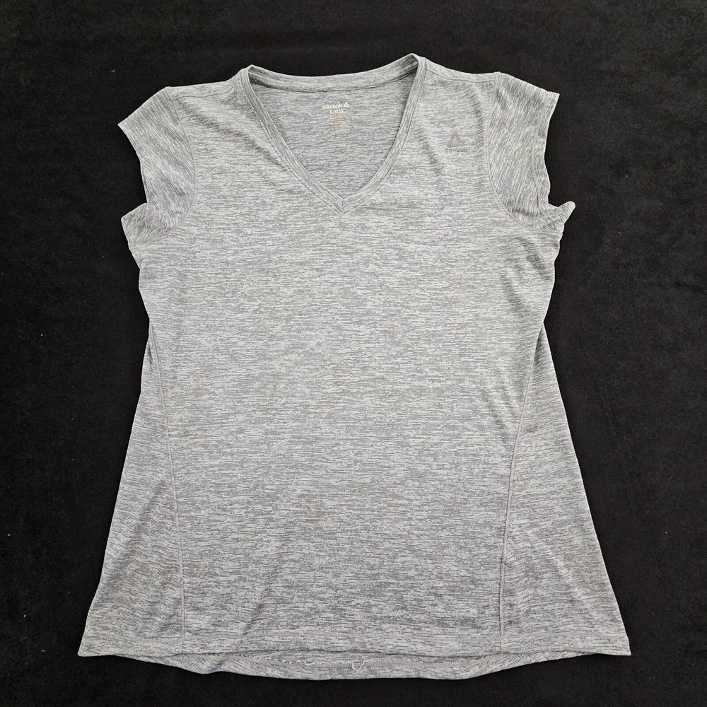 Reebok Gray Short Sleeve V-Neck Performance‎ T-Shirt Women's L